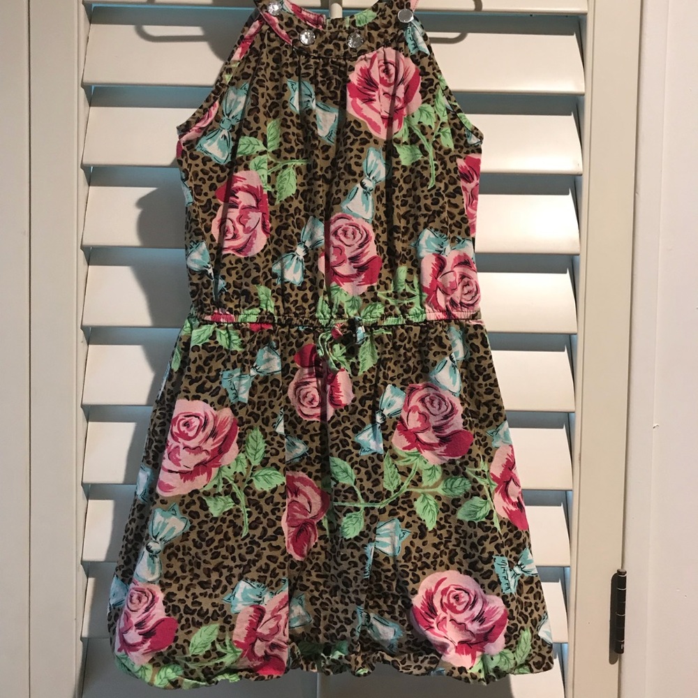 Leopard Rose print rhinestone collared dress 7